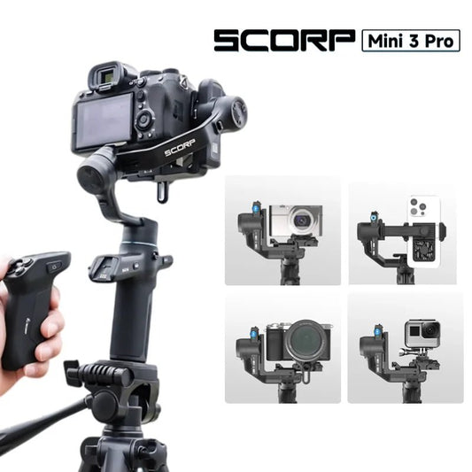 FeiyuTech SCORP Mini 3 Pro – 3 - in - 1 Gimbal with Detachable Handle & AI 4.0 Tracking for Mirrorless, Action Cameras & Phones - Ai - TechWorld