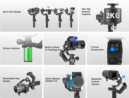 FeiyuTech SCORP Mini 3 Pro – 3-in-1 Gimbal with Detachable Handle & AI 4.0 Tracking for Mirrorless, Action Cameras & Phones Ai-TechWorld