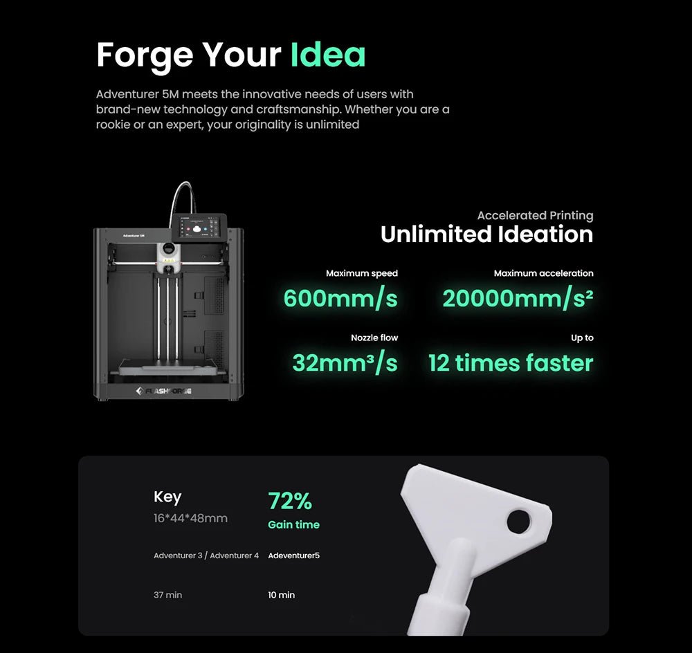 Flashforge Adventurer 5M 3D Printer with Auto Leveling and Power Loss Recovery - #Ai-TechWorld#