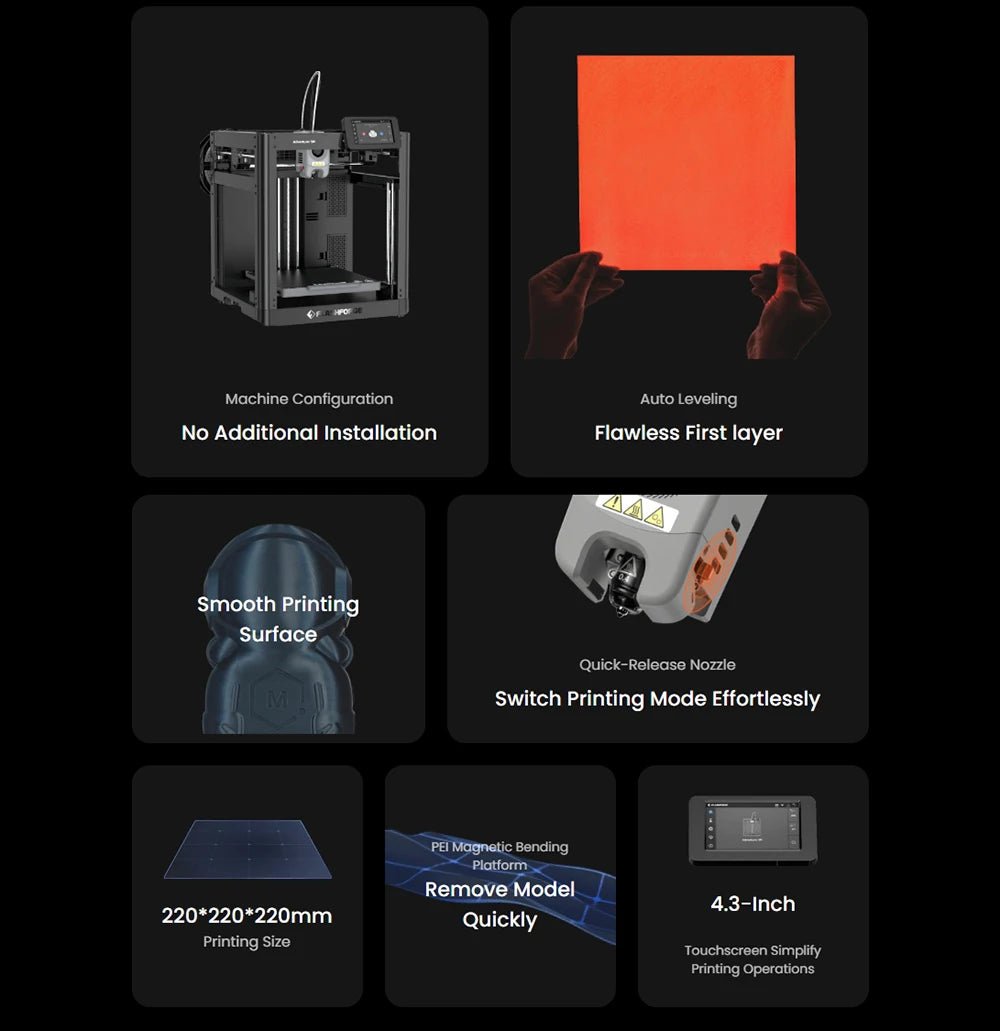 Flashforge Adventurer 5M 3D Printer with Auto Leveling and Power Loss Recovery - #Ai-TechWorld#