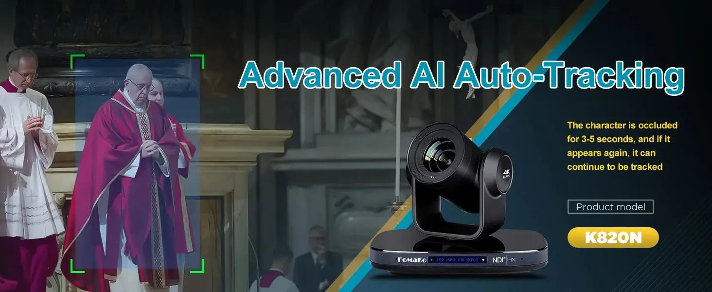 FoMaKo 4K PTZ Bundle NDI Camera 60FPS 20X Optical Zoom + KC608 IP PTZ Controller, 2pcs K820N+1pcs KC608 pro PTZ Camera Bundle - Ai - TechWorld
