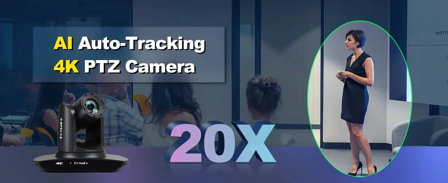 FoMaKo 4K PTZ Camera HDMI, AI Auto - Tracking,20X Optical Zoom(3pcs),KC602 Video Mixer Switcher,KC608 Pro PTZ Controller - Ai - TechWorld