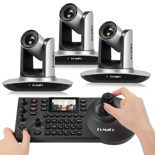FoMaKo AI Auto Tracking HDMI PTZ Camera 20x Optical Zoom for Church Services Worship Education(3pcs) + KC608 Pro PTZ Controller - Ai - TechWorld