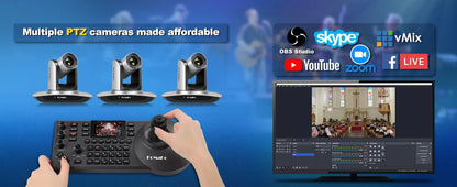 FoMaKo AI Auto Tracking HDMI PTZ Camera 20x Optical Zoom for Church Services Worship Education(3pcs) + KC608 Pro PTZ Controller - Ai - TechWorld