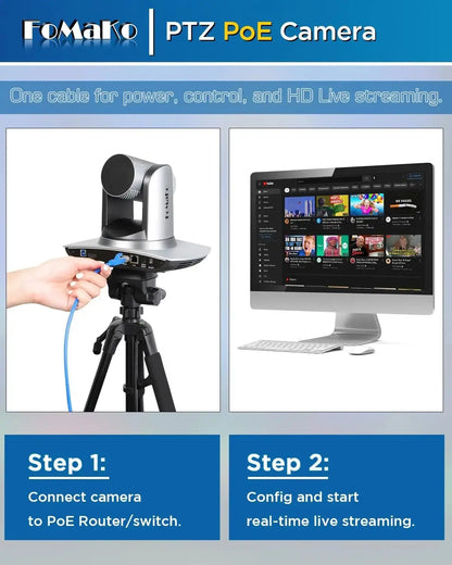 FoMaKo AI Auto Tracking HDMI PTZ Camera 20x Optical Zoom for Church Services Worship Education(3pcs) + KC608 Pro PTZ Controller - Ai - TechWorld