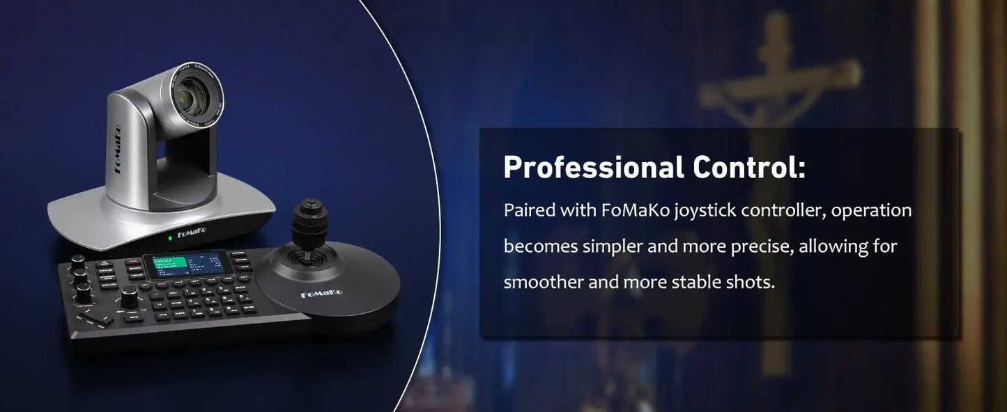 FoMaKo AI Auto Tracking HDMI PTZ Camera 20x Optical Zoom for Church Services Worship Education(3pcs) + KC608 Pro PTZ Controller - Ai - TechWorld