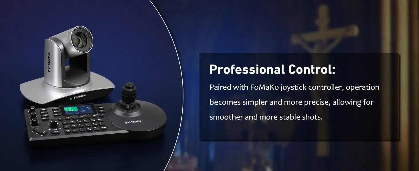 FoMaKo AI Auto Tracking HDMI PTZ Camera 20x Optical Zoom for Church Services Worship Education(3pcs) + KC608 Pro PTZ Controller - Ai - TechWorld