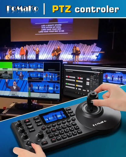 FoMaKo AI Auto Tracking HDMI PTZ Camera 20x Optical Zoom for Church Services Worship Education(3pcs) + KC608 Pro PTZ Controller - Ai - TechWorld