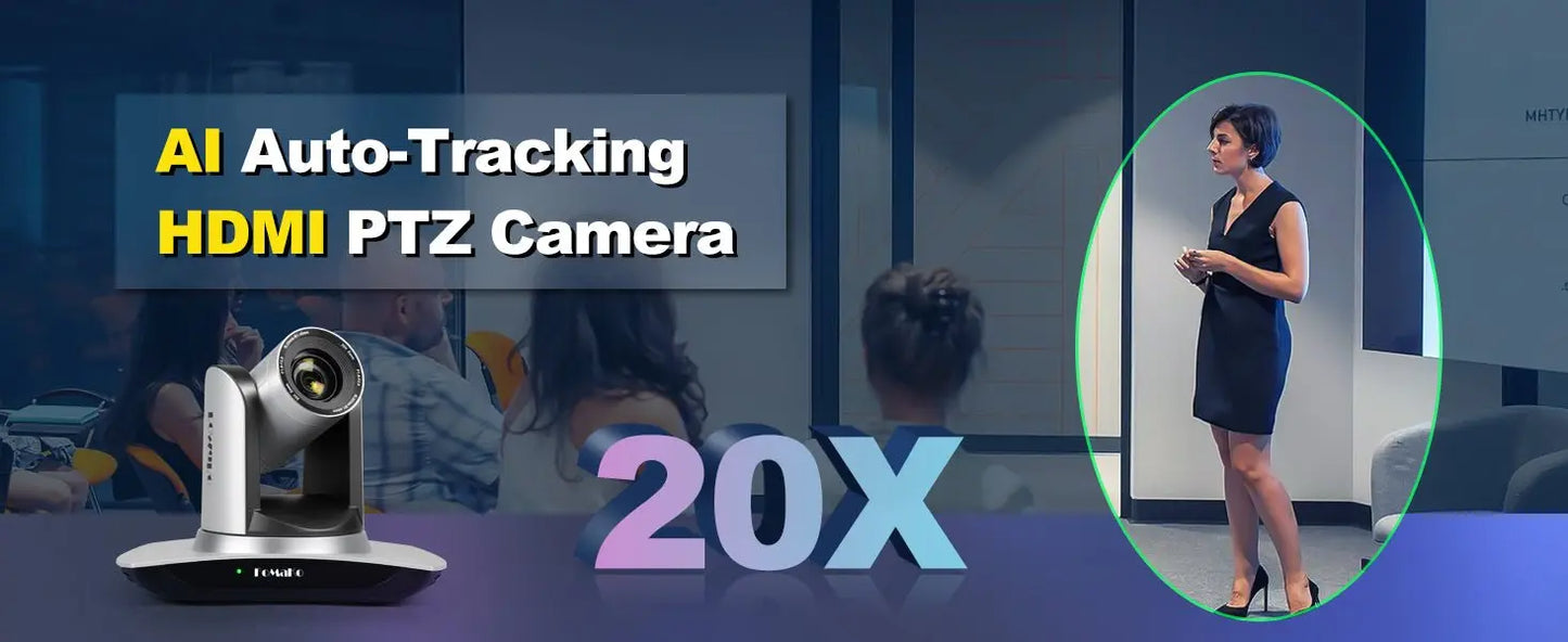 FoMaKo AI Auto Tracking HDMI PTZ Camera 20x Optical Zoom for Church Services Worship Education(3pcs) + KC608 Pro PTZ Controller - Ai - TechWorld
