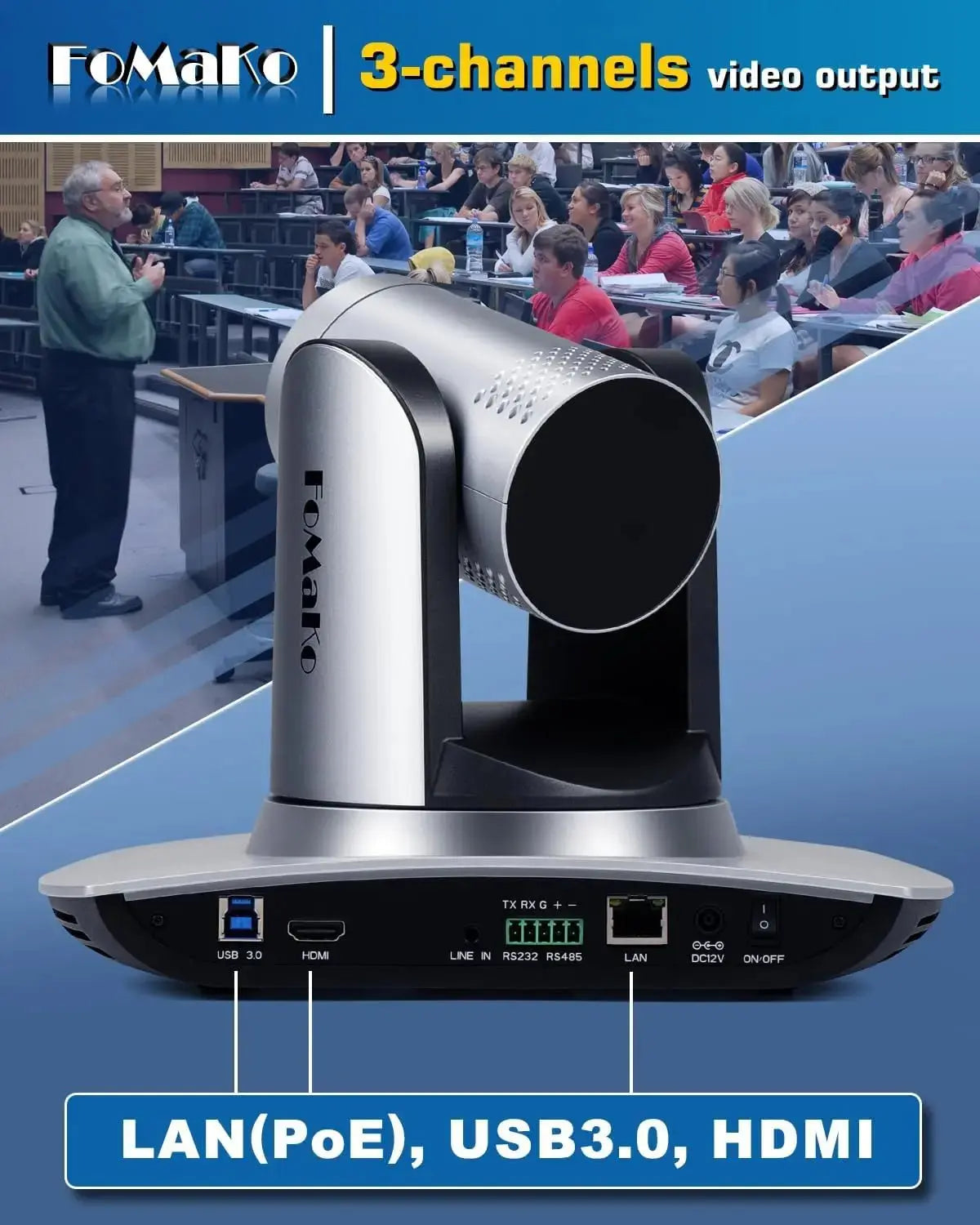 FoMaKo AI Auto Tracking HDMI PTZ Camera 20x Optical Zoom for Church Services Worship Education(3pcs) + KC608 Pro PTZ Controller - Ai - TechWorld