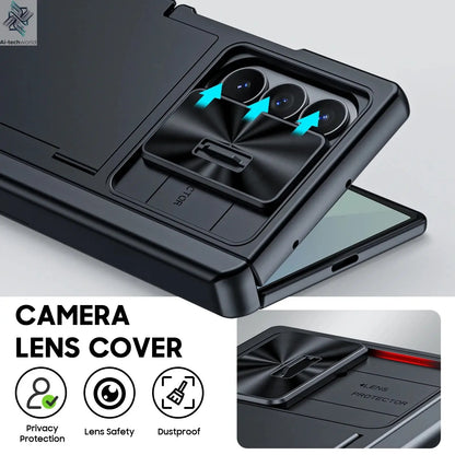 for Samsung Galaxy Z Fold 7 Case Wallet,RFID Cards Holder,Hidden bracket,Camera Cover,Shockproof Silicone Phone Case-Black Ai-TechWorld 