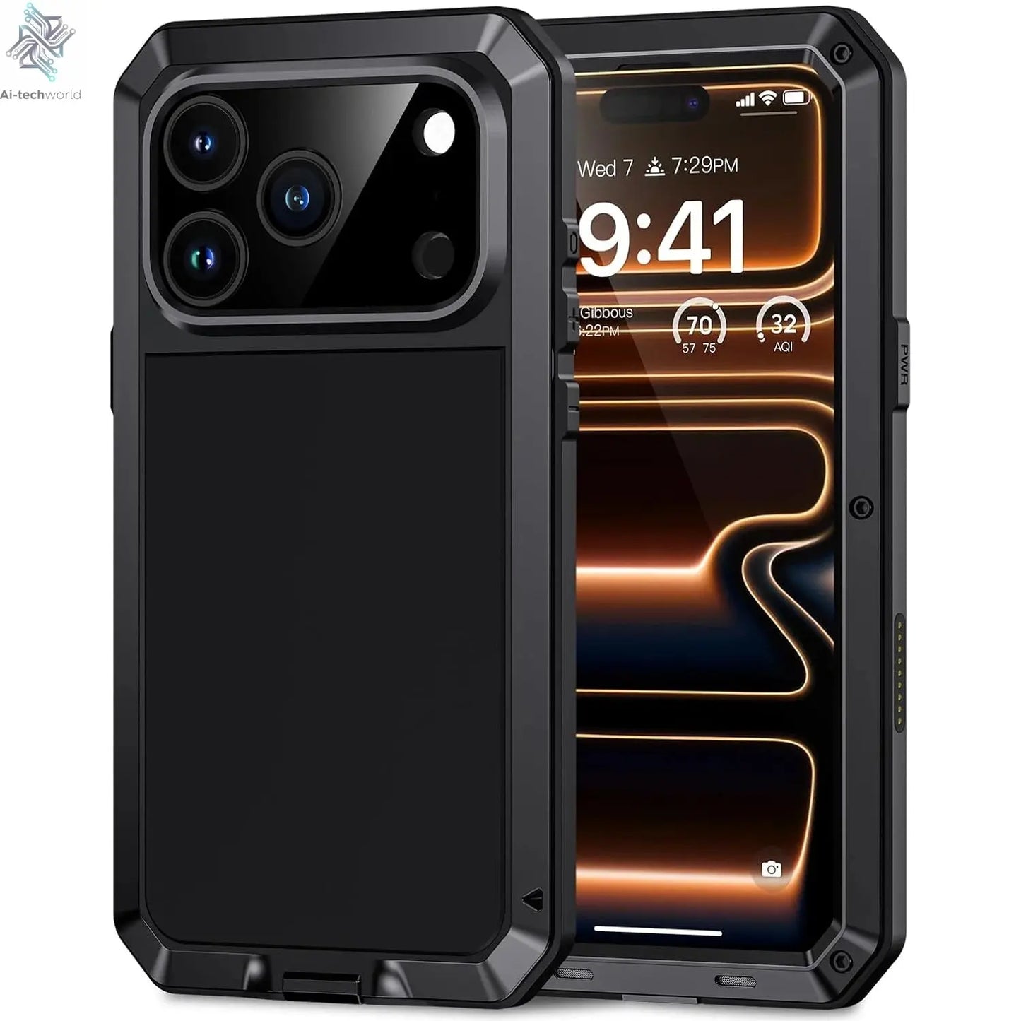 for iPhone Air 17 Pro Max 17 Pro 17 Metal Case, Heavy Duty Shockproof Tough Rugged Case with Built-in Glass Screen Protector Ai-TechWorld 