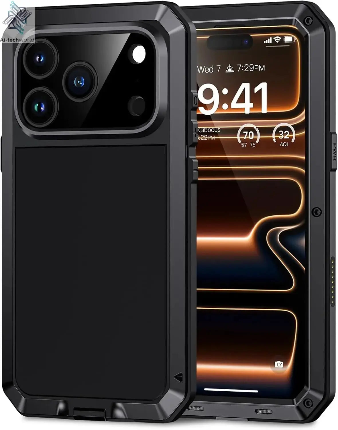 for iPhone Air 17 Pro Max 17 Pro 17 Metal Case, Heavy Duty Shockproof Tough Rugged Case with Built-in Glass Screen Protector Ai-TechWorld 