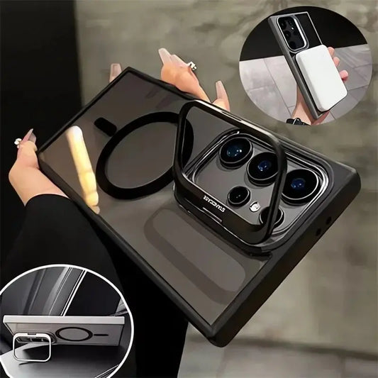 For Magsafe Hidden Holder Clear Case For Samsung Galaxy S25 S24 Ultra S22 Plus S23 FE Shockproof Magnetic Wirelesss Charge Cover - Ai - TechWorld