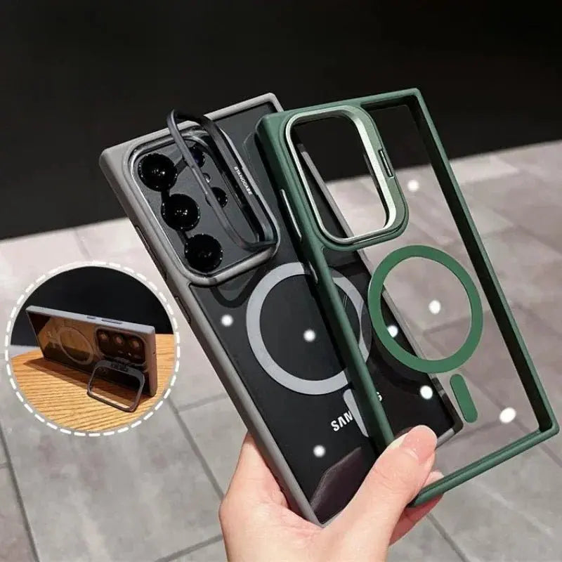 For Magsafe Hidden Holder Clear Case For Samsung Galaxy S25 S24 Ultra S22 Plus S23 FE Shockproof Magnetic Wirelesss Charge Cover - Ai - TechWorld