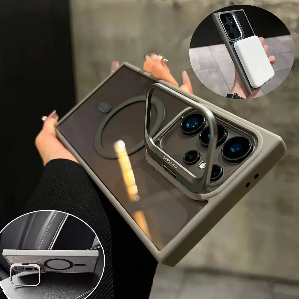 For Magsafe Hidden Holder Clear Case For Samsung Galaxy S25 S24 Ultra S22 Plus S23 FE Shockproof Magnetic Wirelesss Charge Cover - Ai - TechWorld