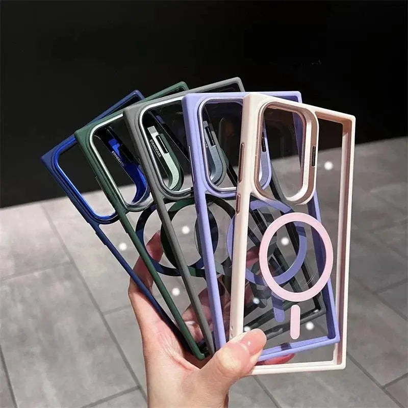 For Magsafe Hidden Holder Clear Case For Samsung Galaxy S25 S24 Ultra S22 Plus S23 FE Shockproof Magnetic Wirelesss Charge Cover - Ai - TechWorld