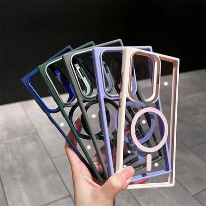 For Magsafe Hidden Holder Clear Case For Samsung Galaxy S25 S24 Ultra S22 Plus S23 FE Shockproof Magnetic Wirelesss Charge Cover - Ai - TechWorld