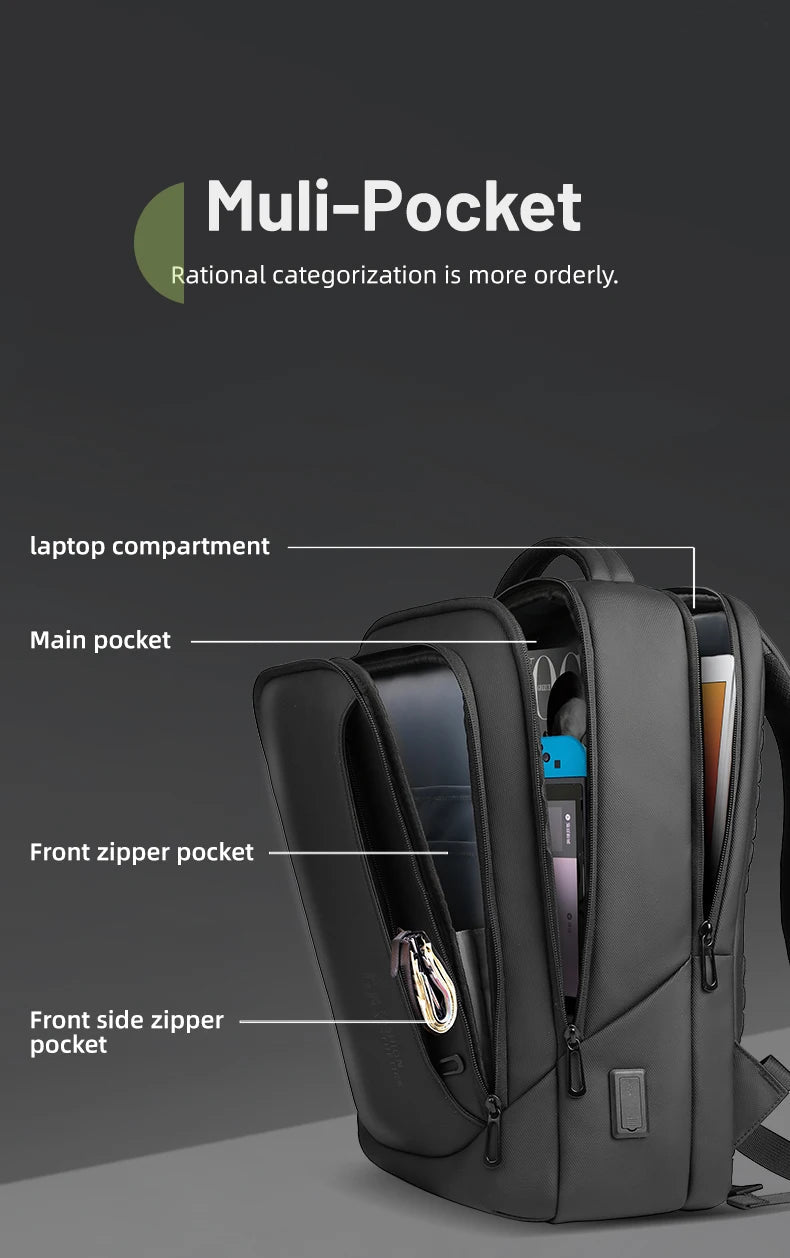 Heroic Knight Multifunctional Men's Backpack 15.6" Laptop Backpack Waterproof Large Capacity Work Travel Backpack with USB Port - Ai - TechWorld