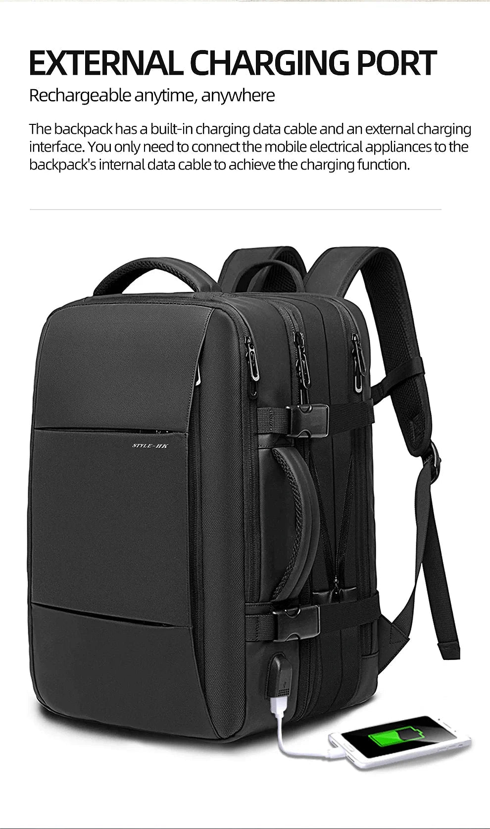 HK Business Backpack for Men Waterproof Anti-Theft 15.6” Laptop Backpack Casual Large Capacity Expandable Travel Bag Short Trip Ai-TechWorld