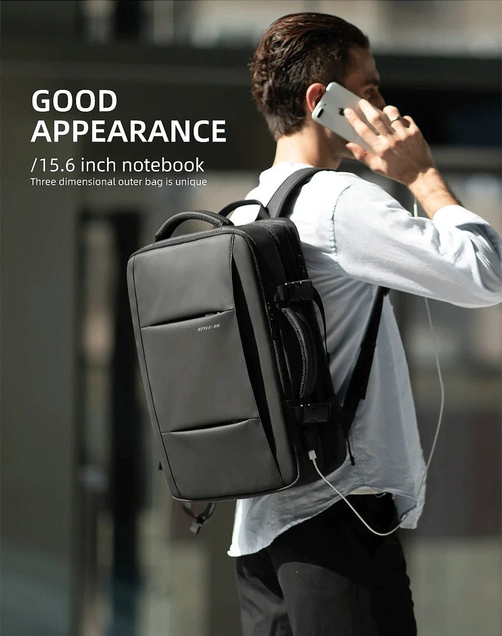 HK Business Backpack for Men Waterproof Anti-Theft 15.6” Laptop Backpack Casual Large Capacity Expandable Travel Bag Short Trip Ai-TechWorld