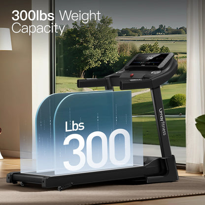 Home Folding Incline Treadmill with Pulse Sensors, 3.0 HP Quiet Brushless, 300 lbs Capacity ai-techworld