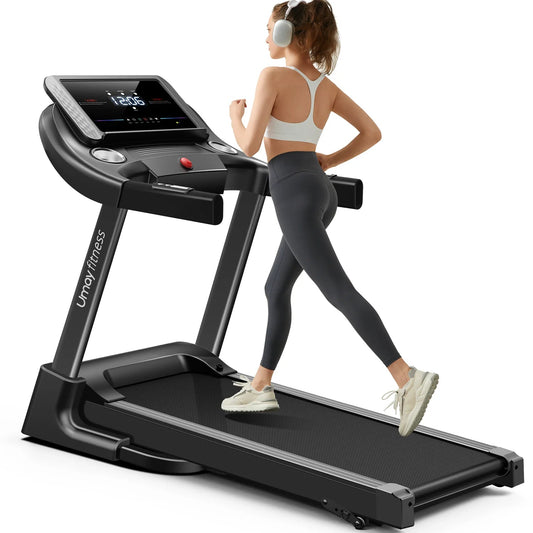 Home Folding Incline Treadmill with Pulse Sensors, 3.0 HP Quiet Brushless, 300 lbs Capacity ai-techworld