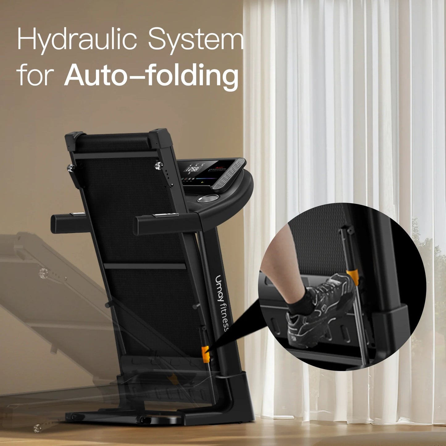 Home Folding Incline Treadmill with Pulse Sensors, 3.0 HP Quiet Brushless, 300 lbs Capacity ai-techworld