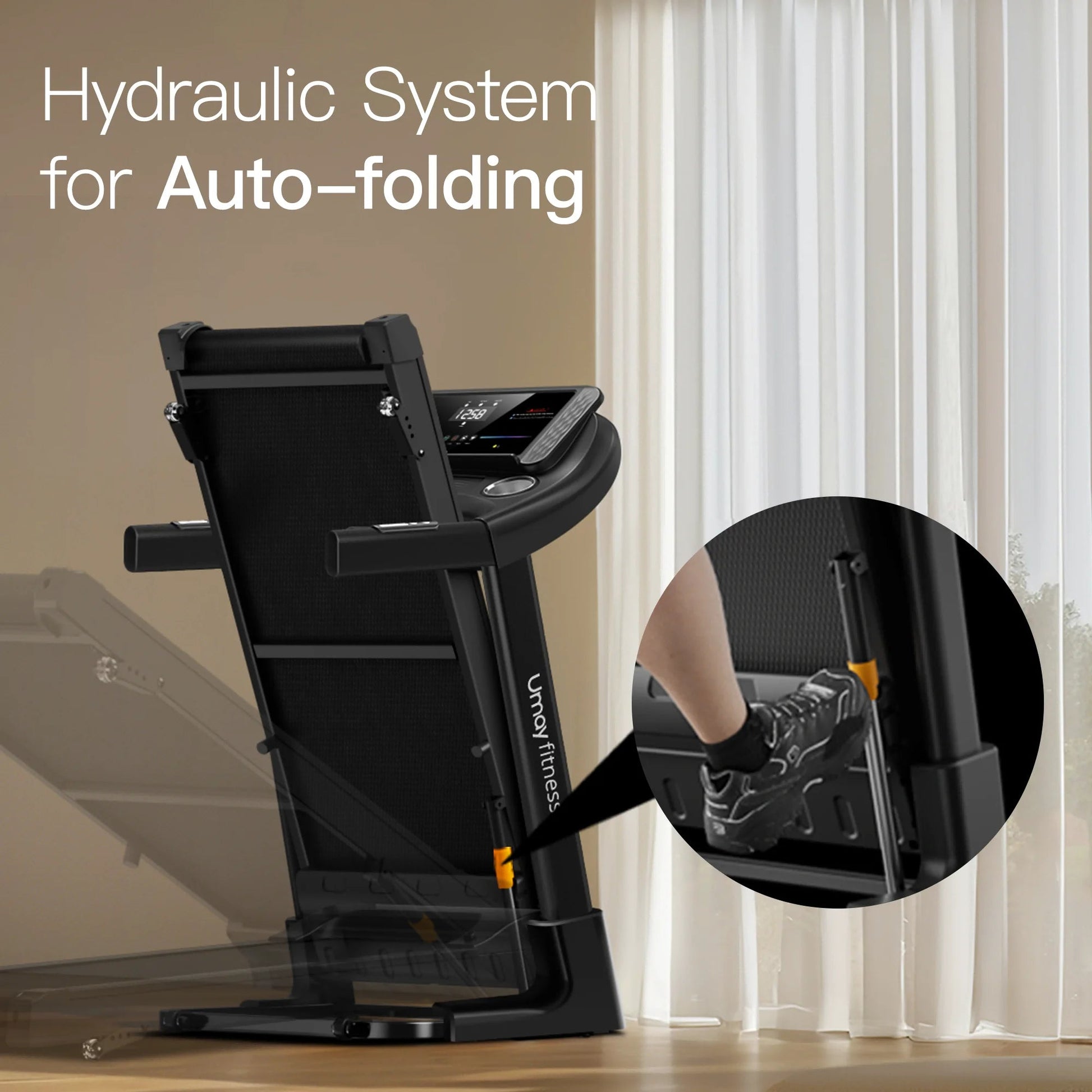 Home Folding Incline Treadmill with Pulse Sensors, 3.0 HP Quiet Brushless, 300 lbs Capacity ai-techworld