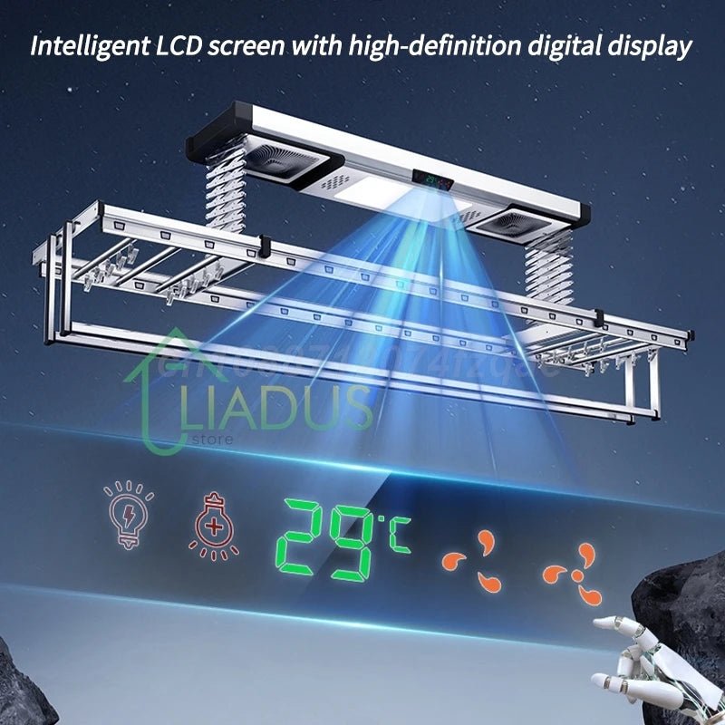 Household Balcony Electric Clothes Drying Rack Remote Control Intelligent Drying Air Drying Lifting Folding Clothes Drying Rack - Ai - TechWorld