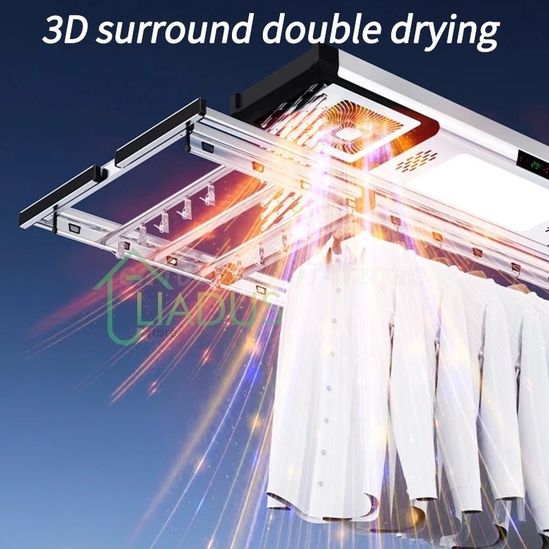 Household Balcony Electric Clothes Drying Rack Remote Control Intelligent Drying Air Drying Lifting Folding Clothes Drying Rack - Ai - TechWorld