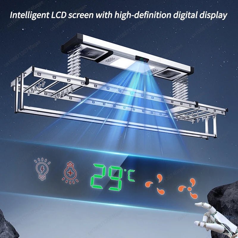 Household Balcony Electric Clothes Drying Rack Remote Control Intelligent Drying Air Drying Lifting Folding Clothes Drying Rack - Ai - TechWorld