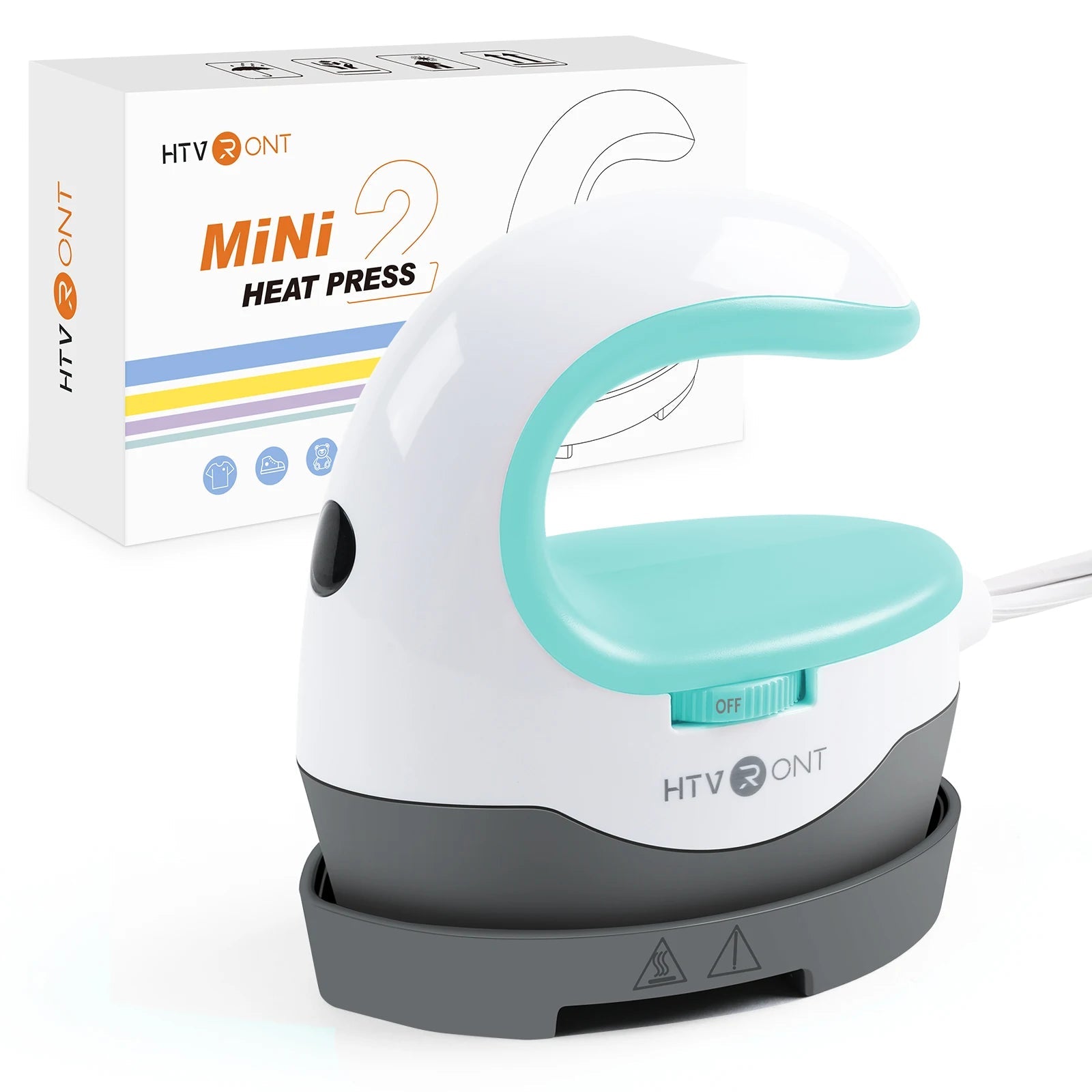 HTVRONT 2nd Gen Portable MINI Heat Press Machine DIY Auto Easy Heating Transfer Iron On HTV for Clothes Bags Shoes Hat T-shirts - Ai - TechWorld