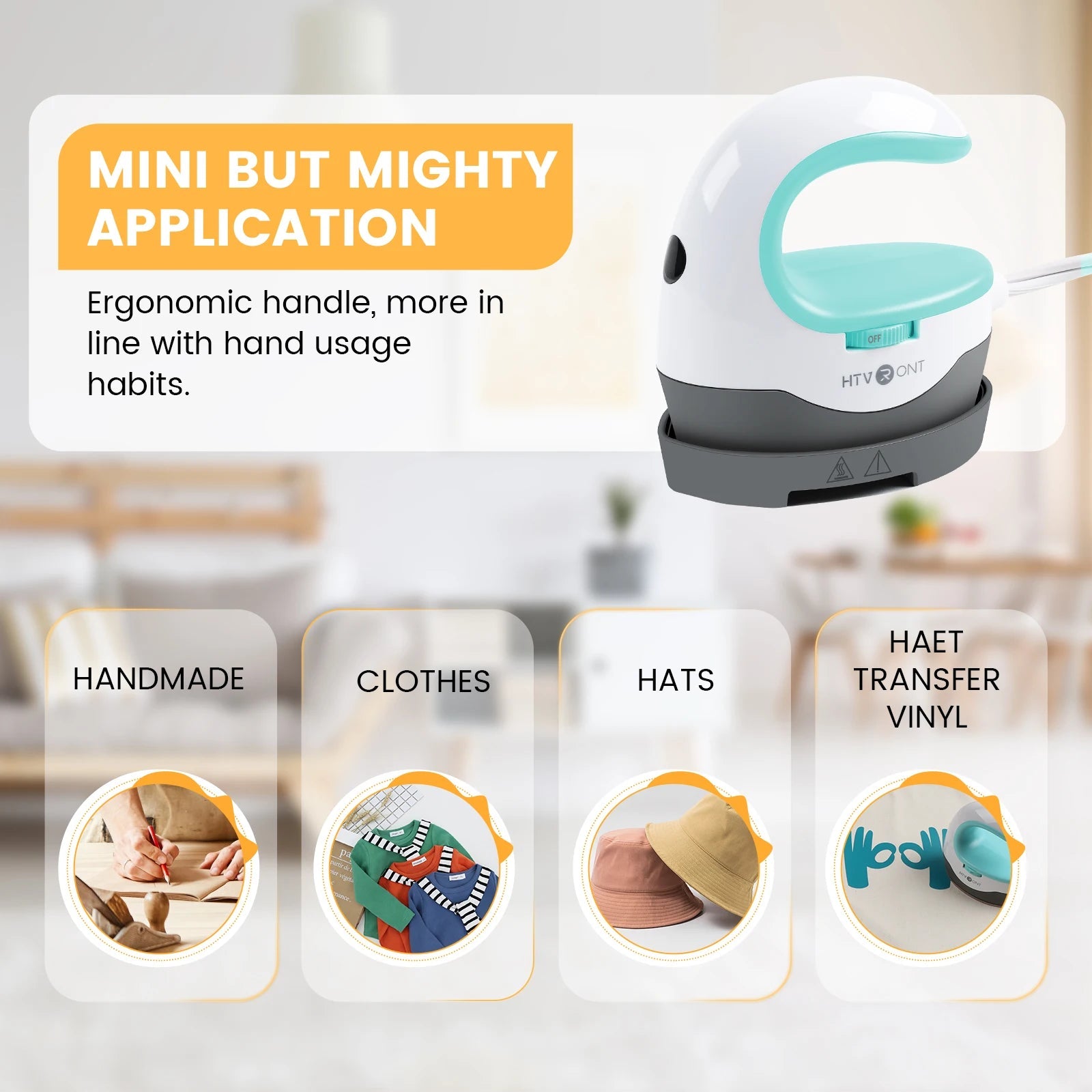 HTVRONT 2nd Gen Portable MINI Heat Press Machine DIY Auto Easy Heating Transfer Iron On HTV for Clothes Bags Shoes Hat T-shirts - Ai - TechWorld
