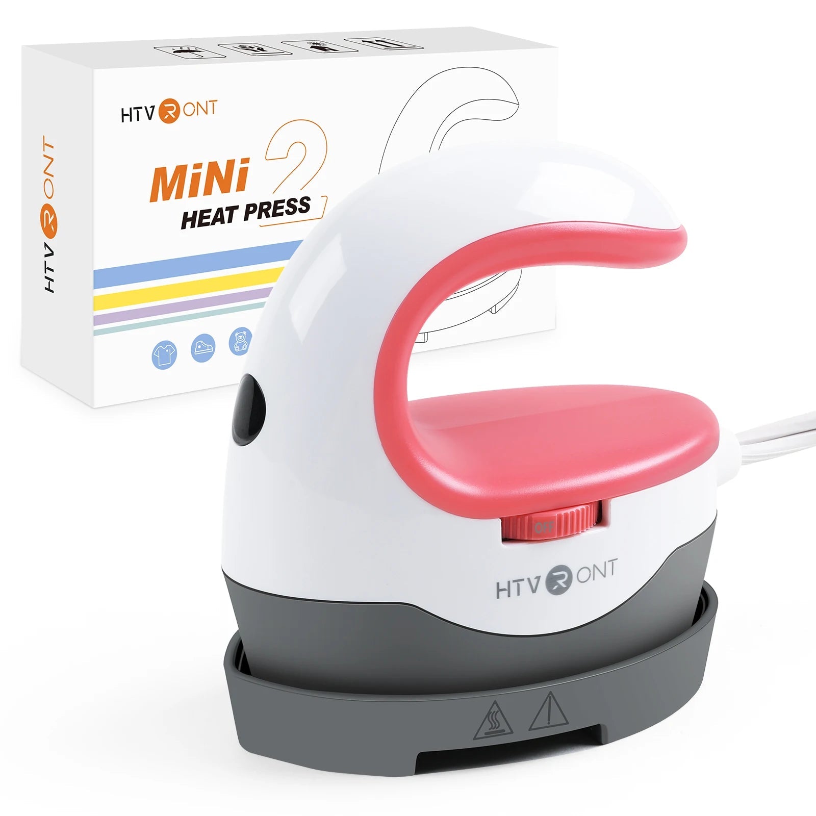 HTVRONT 2nd Gen Portable MINI Heat Press Machine DIY Auto Easy Heating Transfer Iron On HTV for Clothes Bags Shoes Hat T-shirts - Ai - TechWorld