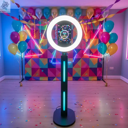 iPad Photo Booth Shell Compatible 10.2 10.5 10.9 11 12.9 13 Inch iPad Selfie Photobooth with RGB Ring Light for Wedding Party Ai-TechWorld 