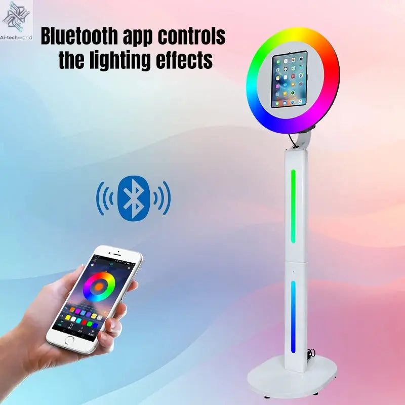 iPad Photo Booth Shell Compatible 10.2 10.5 10.9 11 12.9 13 Inch iPad Selfie Photobooth with RGB Ring Light for Wedding Party Ai-TechWorld 