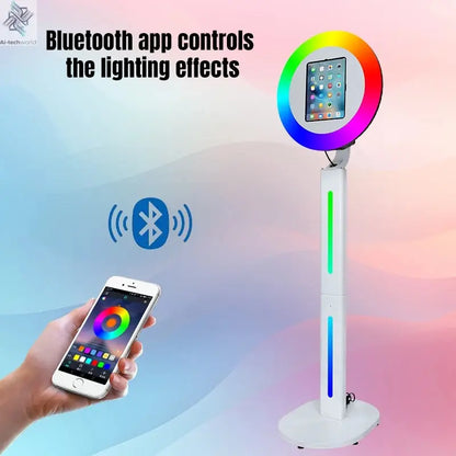 iPad Photo Booth Shell Compatible 10.2 10.5 10.9 11 12.9 13 Inch iPad Selfie Photobooth with RGB Ring Light for Wedding Party Ai-TechWorld 