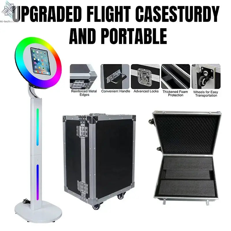 iPad Photo Booth Shell Compatible 10.2 10.5 10.9 11 12.9 13 Inch iPad Selfie Photobooth with RGB Ring Light for Wedding Party Ai-TechWorld 