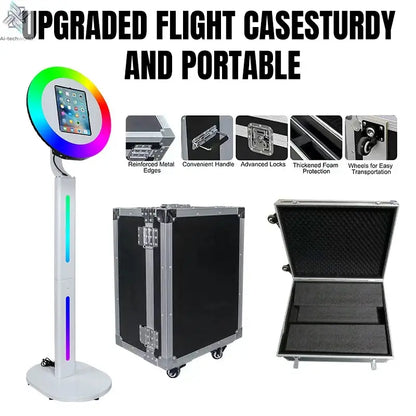 iPad Photo Booth Shell Compatible 10.2 10.5 10.9 11 12.9 13 Inch iPad Selfie Photobooth with RGB Ring Light for Wedding Party Ai-TechWorld 
