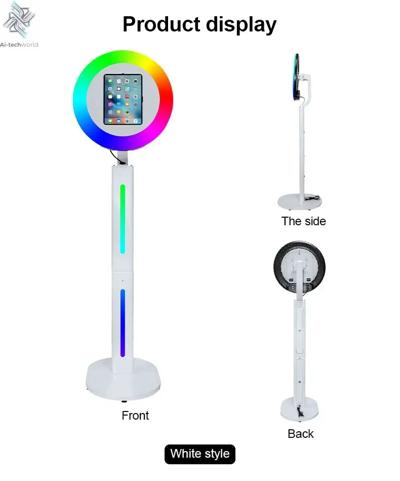 iPad Photo Booth Shell Compatible 10.2 10.5 10.9 11 12.9 13 Inch iPad Selfie Photobooth with RGB Ring Light for Wedding Party Ai-TechWorld 