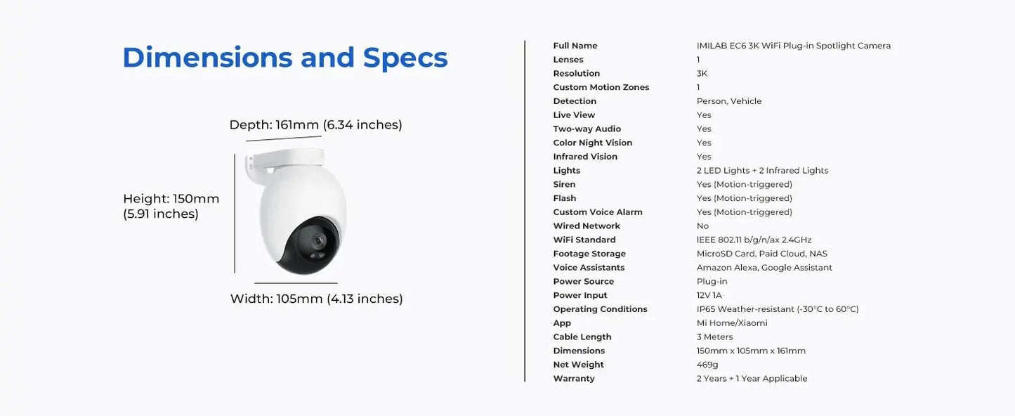 IMILAB EC6 3K Outdoor Camera 360° View WiFi 6 Camera for Home Security 24/7 Recording Auto - Tracking AI Surveillance Cam MiHome - Ai - TechWorld
