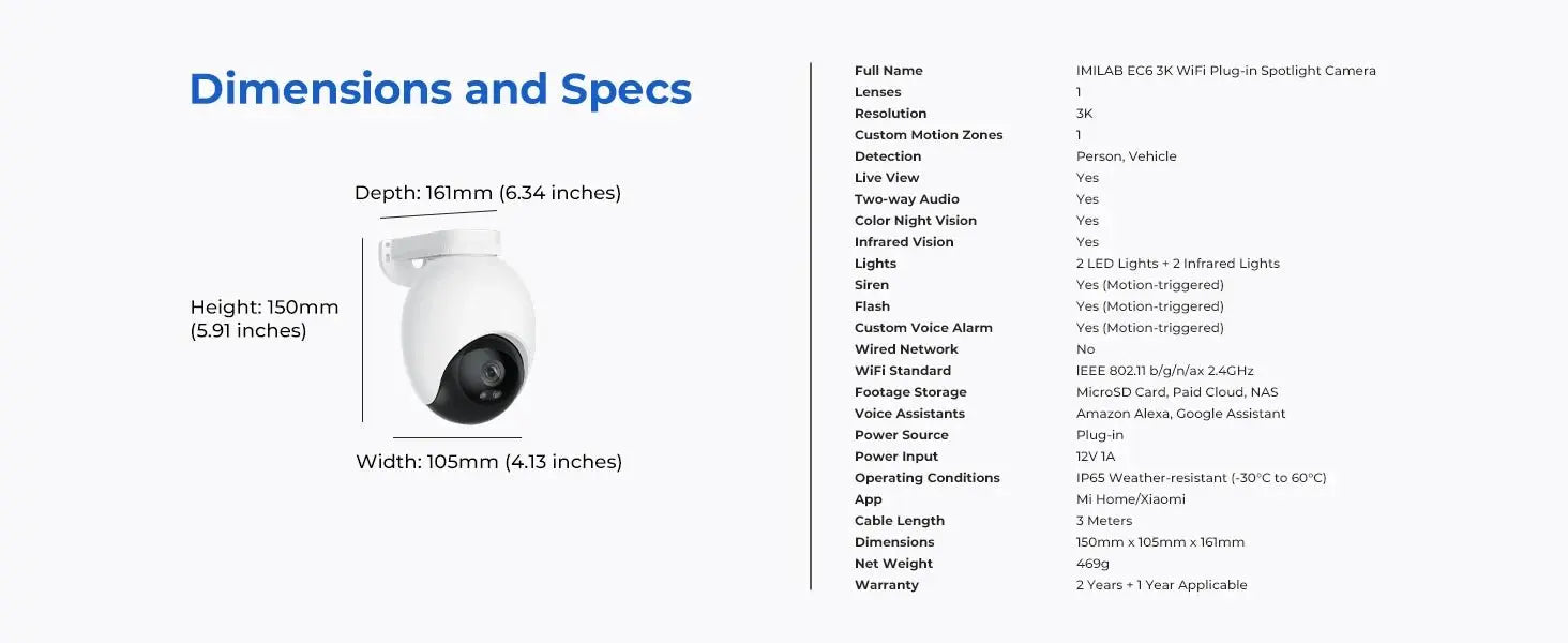 IMILAB EC6 3K Outdoor Camera 360° View WiFi 6 Camera for Home Security 24/7 Recording Auto - Tracking AI Surveillance Cam MiHome - Ai - TechWorld