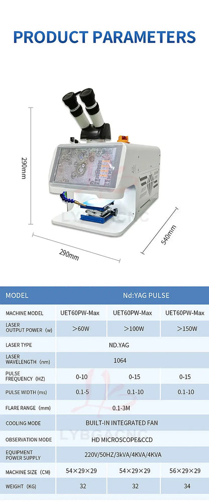 Jewelry Spot Welding Machine ND YAG Laser Touch Screen 60W 100W 150W 200W MINI Laser Soldering With CCD Control System Microscop Ai-TechWorld