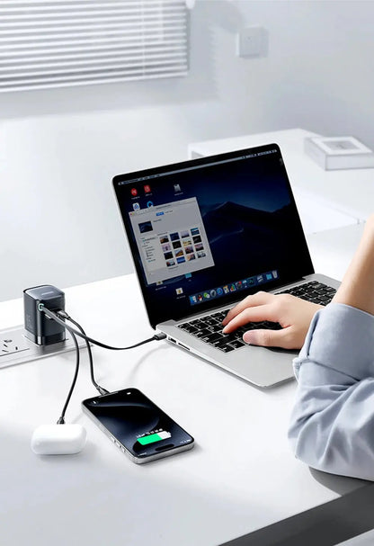 Joyroom PD 3.0 65W GaN Charger with Retractable USB C Cable Desktop Charger EU Plug Fast Charging for iPhone 16 15 Tablet Laptop - Ai - TechWorld