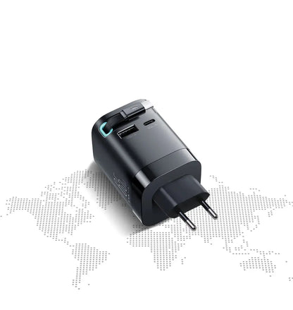 Joyroom PD 3.0 65W GaN Charger with Retractable USB C Cable Desktop Charger EU Plug Fast Charging for iPhone 16 15 Tablet Laptop - Ai - TechWorld