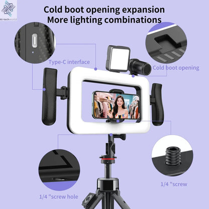 k03 Portable Handheld Ring LED Light New Rabbit Cage Lighting Photography Lamp for Mobile Live Broadcast Selfie Light Decoration Ai-TechWorld 