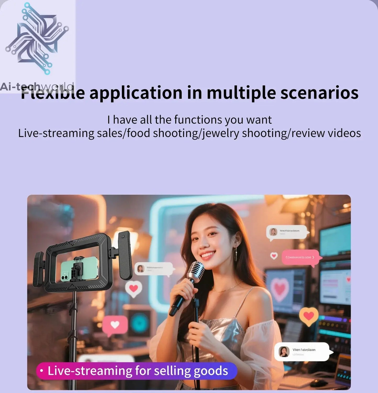 k03 Portable Handheld Ring LED Light New Rabbit Cage Lighting Photography Lamp for Mobile Live Broadcast Selfie Light Decoration Ai-TechWorld 