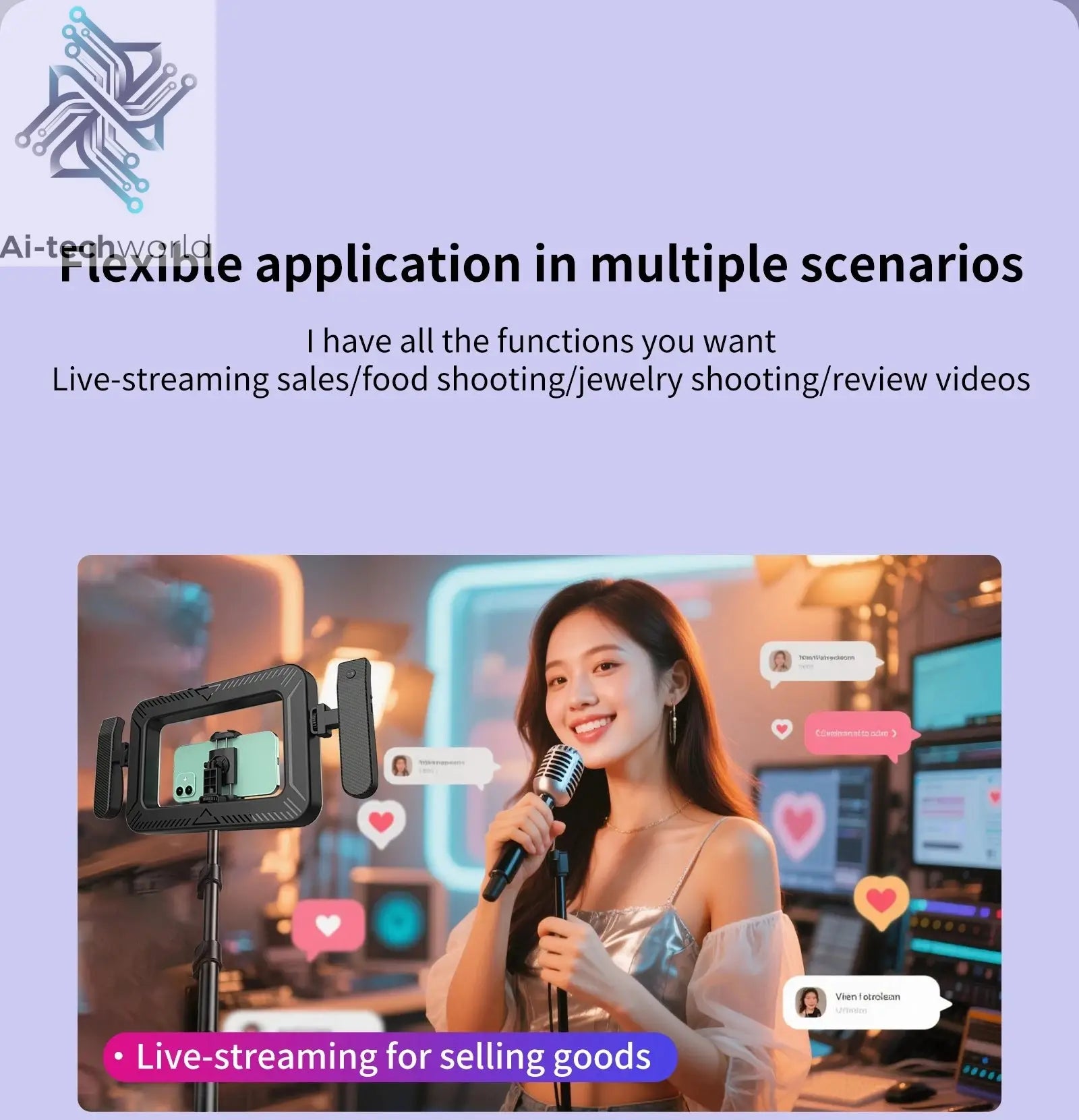 k03 Portable Handheld Ring LED Light New Rabbit Cage Lighting Photography Lamp for Mobile Live Broadcast Selfie Light Decoration Ai-TechWorld 