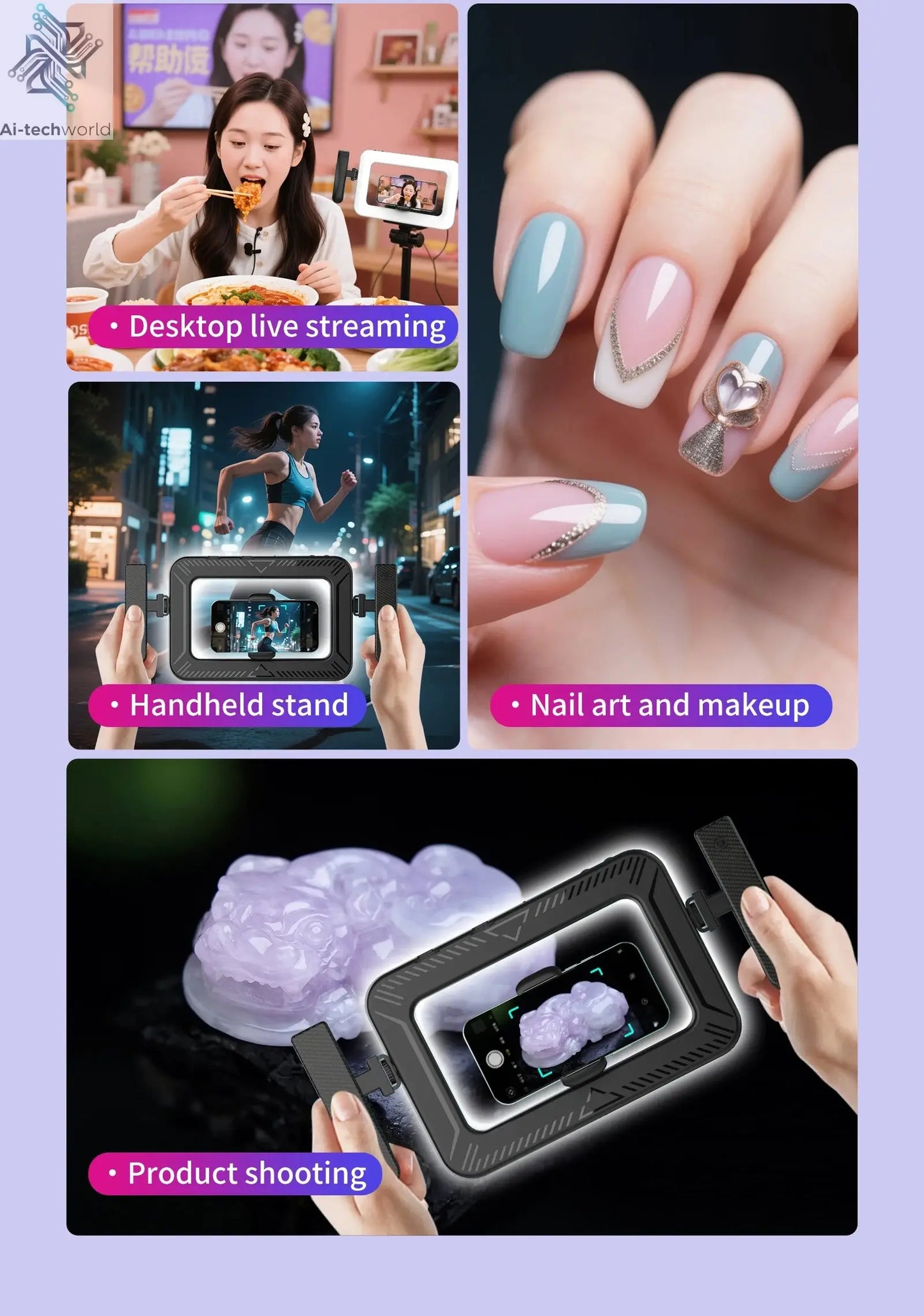 k03 Portable Handheld Ring LED Light New Rabbit Cage Lighting Photography Lamp for Mobile Live Broadcast Selfie Light Decoration Ai-TechWorld 